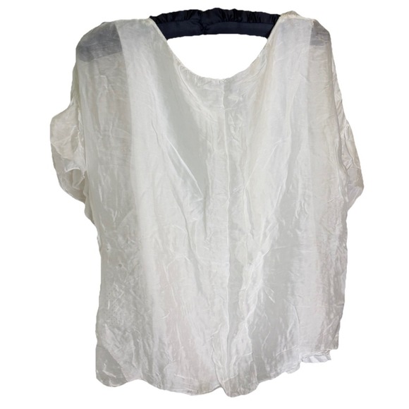 Via SIGNORIA Small Shirt Top Silk Blend Embroidered Layered Lined Made in Italy - Picture 3 of 9